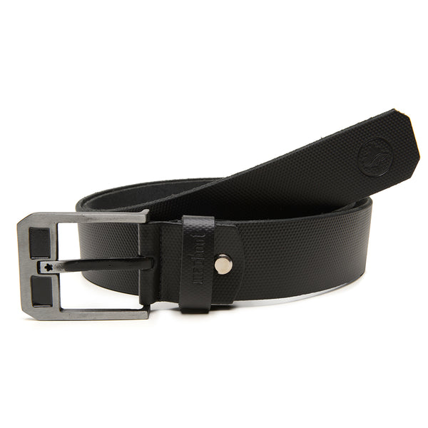 Cinto em Couro Macboot Preto Fivela Metal Prata - vista frontal - Macboot
