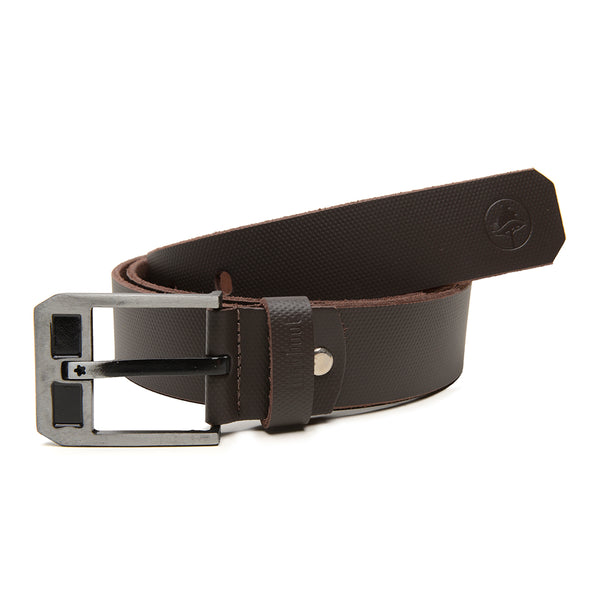 Cinto em Couro Macboot Café Fivela Metal Prata - vista frontal - Macboot