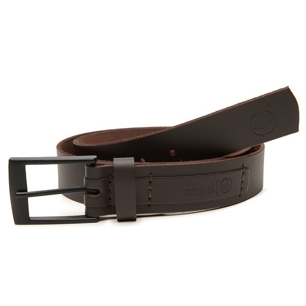 Cinto em Couro Macboot Café Fivela Basic - vista frontal - Macboot