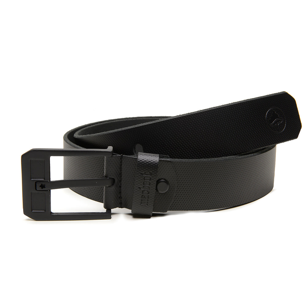 Cinto em Couro Macboot Preto Fivela Metal Preto - vista frontal - Macboot
