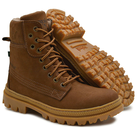 Bota Militar Cano Alto Macboot Papoula 04 Marrom Claro