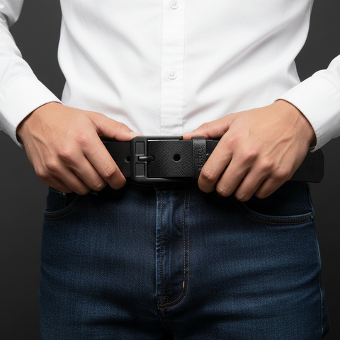 Cinto em Couro Macboot Preto Fivela Metal Preto