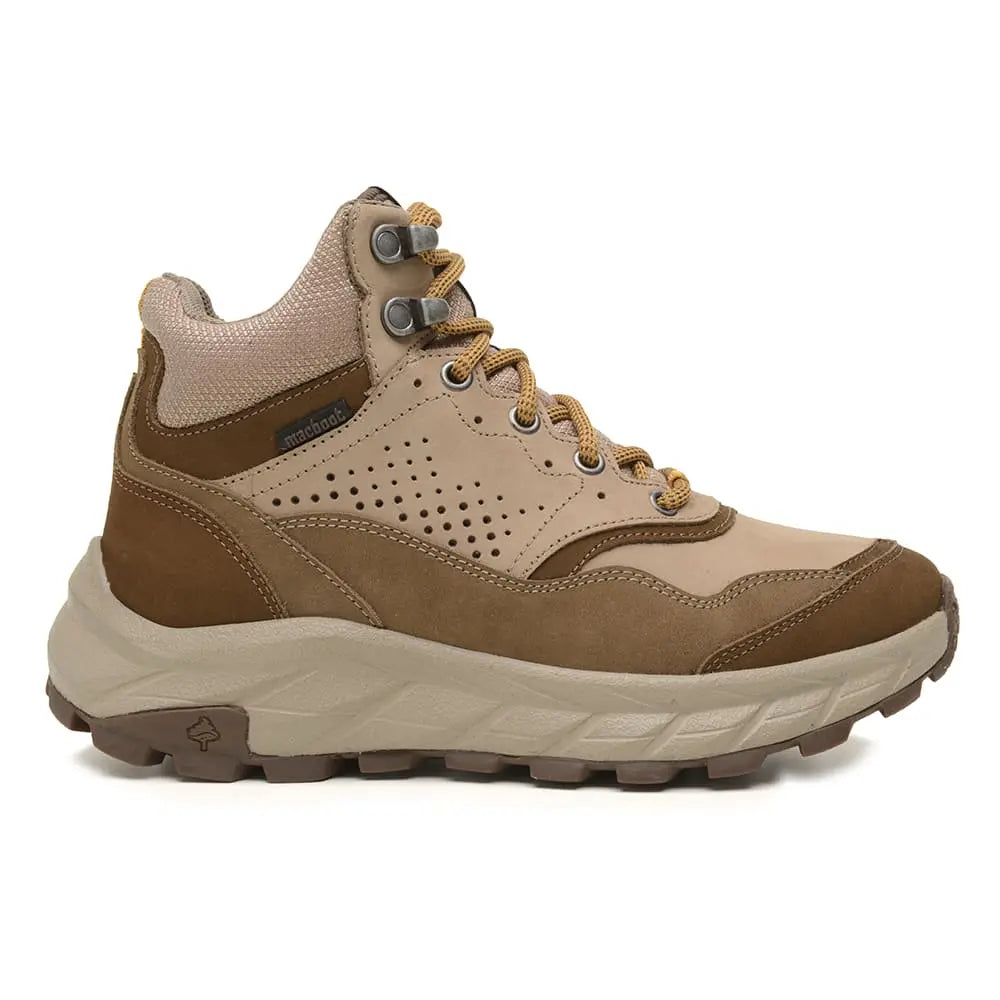am75 Coturno Trilha Feminino Cano Alto Bege Acinzentado | Macboot
