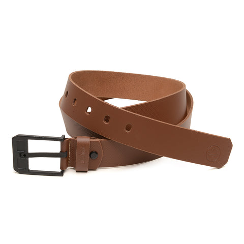 Cinto em Couro Macboot Marrom Fivela Metal Preto